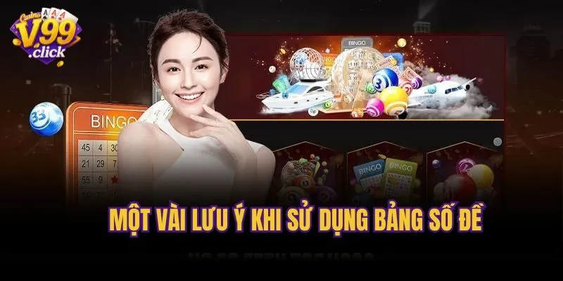 Một vài lưu ý khi sử dụng bảng số đề